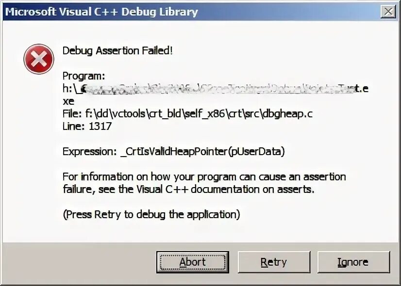 Debug error c