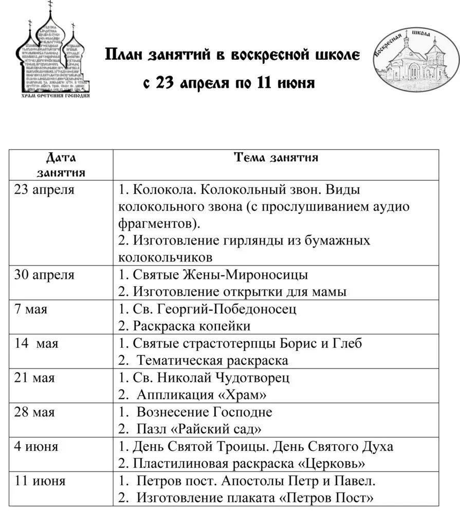 План занятий в воскресной школе. Воскресная школа план мероприятий. План работы воскресной школы для дошкольников. План на год воскресной школы. Праздник воскресной школы сценарий