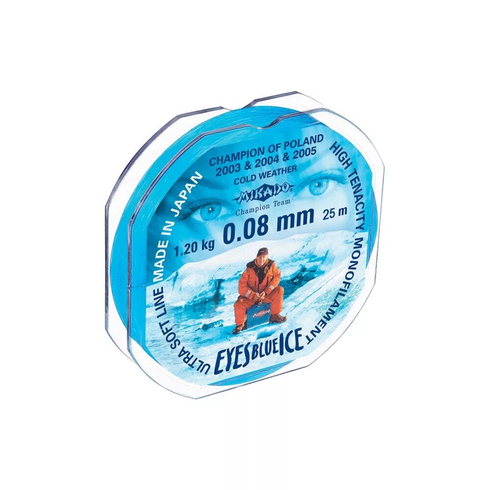 Леска Eyes Blue Ice (0.08mm.) 50m.. Леска Mikado Eyes Blue Ice 0,10 25м. Леска 0008 для зимней рыбалки. Тонкая зимняя леска. Зимняя рыбалка какую леску
