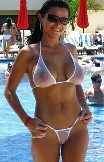 Seethru bikinis boobs.