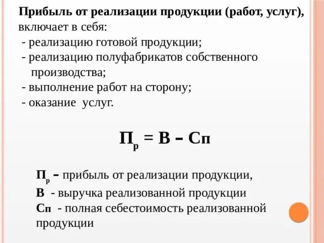 Прибыль от реализации продукции и товаров