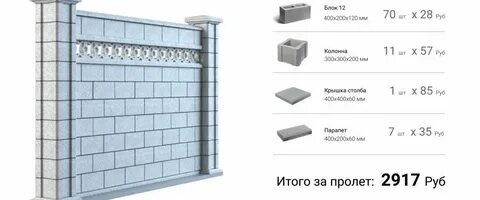 Блоки для забора размеры