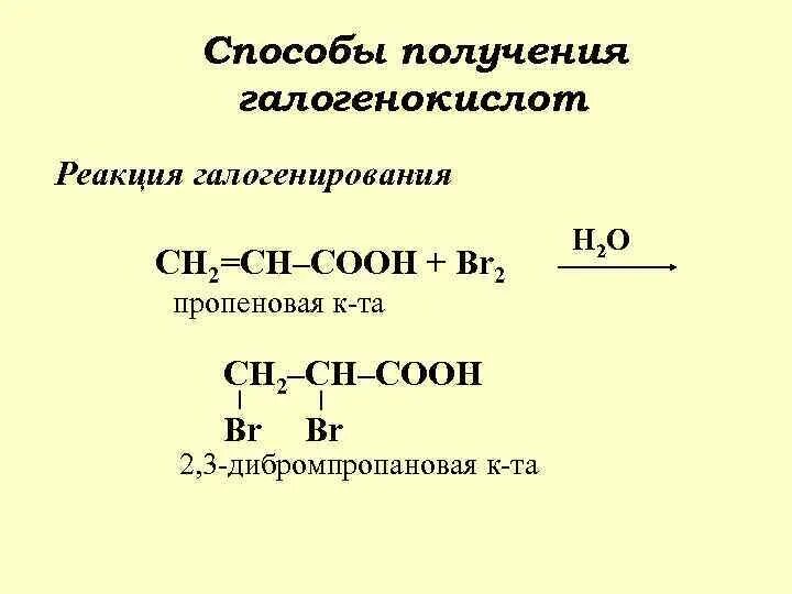 Галогенокислоты. Реакция галогенирования получение. Гидрогалогенирование кислот. Пропеновая кислота реакции. Типы галогенирования