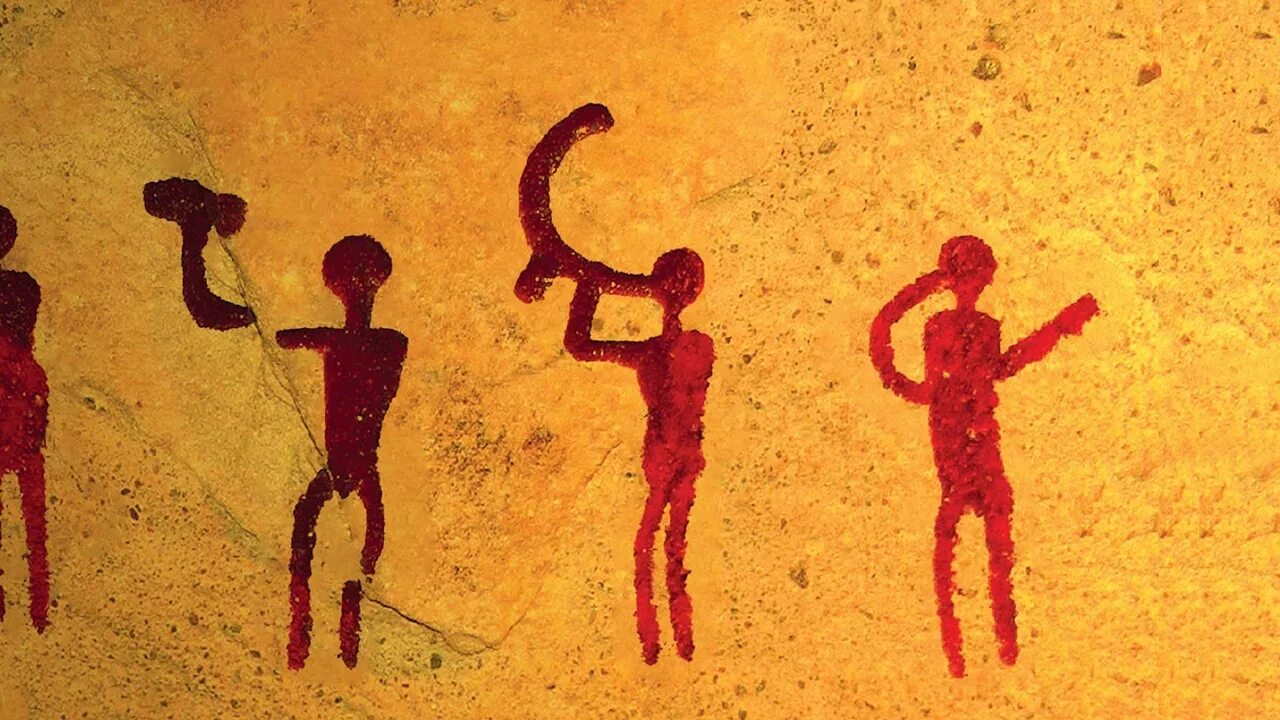 Пляшущие человечки. Силуэты древних людей. Стилизованные танцующие люди. Человеческий орнамент. Танцующие персонажи.