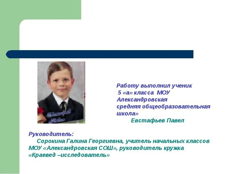 Работа выполнена учеником