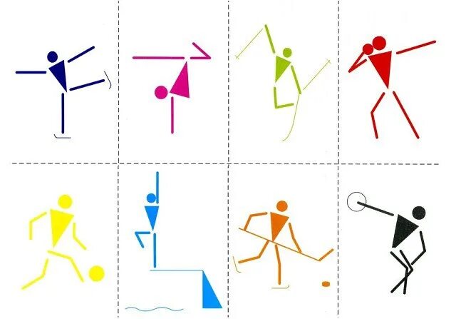 Схематичные изображения человечков в разных позах. Схематическое изображение видов спорта. Игру схематично. Схематичные рисунки для детей. Игру схематично.