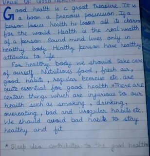 Write a paragraph of 100 words on the topic: Good health is the most.