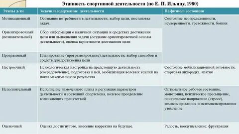 Перечислить этапы спортивной