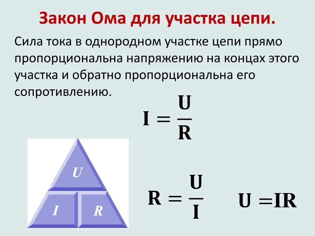 Формула нахождения силы электрического тока. Закон Ома для участка цепи формула. Формулы силы тока напряжения и сопротивления. Как найти сопротивление с мощностью и силой тока. Формулы тока напряжения и мощности сопротивления.