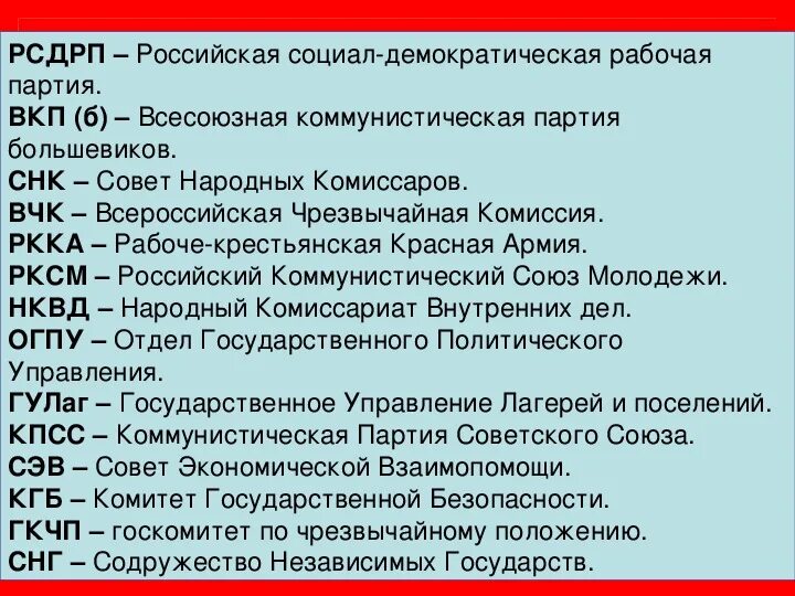 Аббревиатуры организаций россии