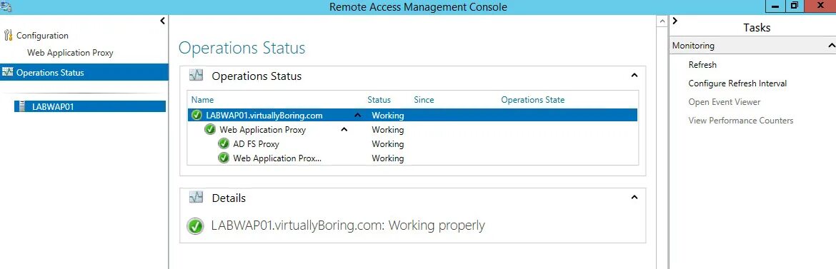 Access web app. Web application proxy. management console. remote access. web application console.