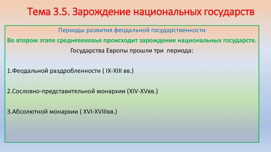 Национальное государство кратко