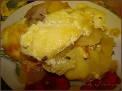 Картошка с мясом и ананасами