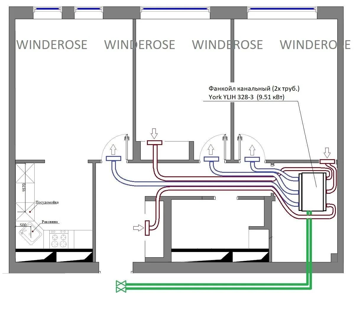 Принцип работы фанкойла. Схема монтажа фанкойлы. Канальный фанкойл схема. Схема монтажа канального фанкойла. Фанкойл двухтрубный канальный York.