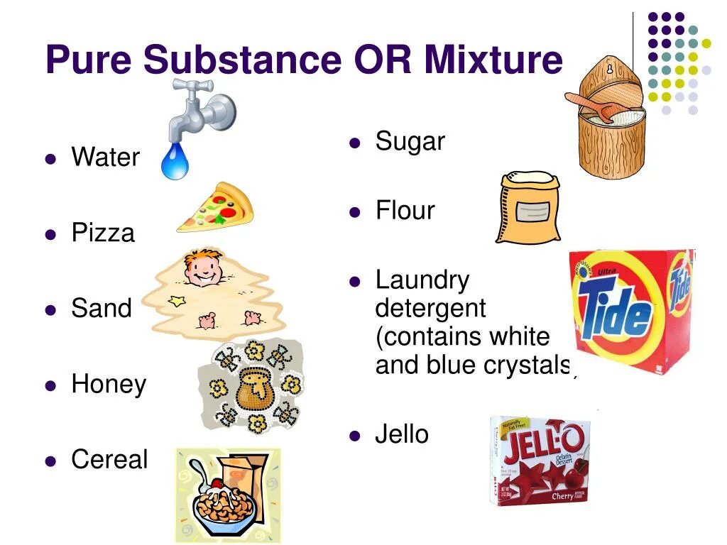 It is a mixture of. Pure substances and mixtures. types of mixtures. pure substance. pure substance and mixture picture.