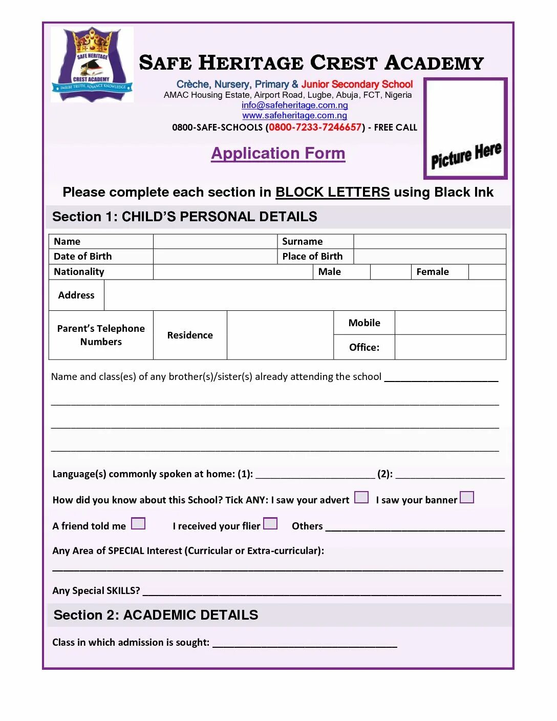 Related forms. Pre-Registration form. Registration form to School. Fill in the Registration form for your School website. Crest on Canada School form.