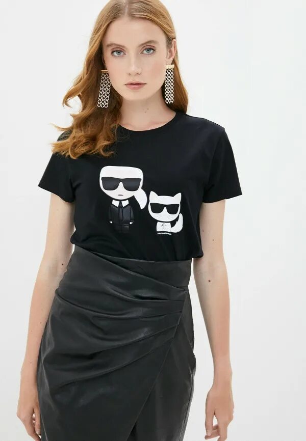Karl Lagerfeld футболка женская черная. Футболки лагерфельд купить