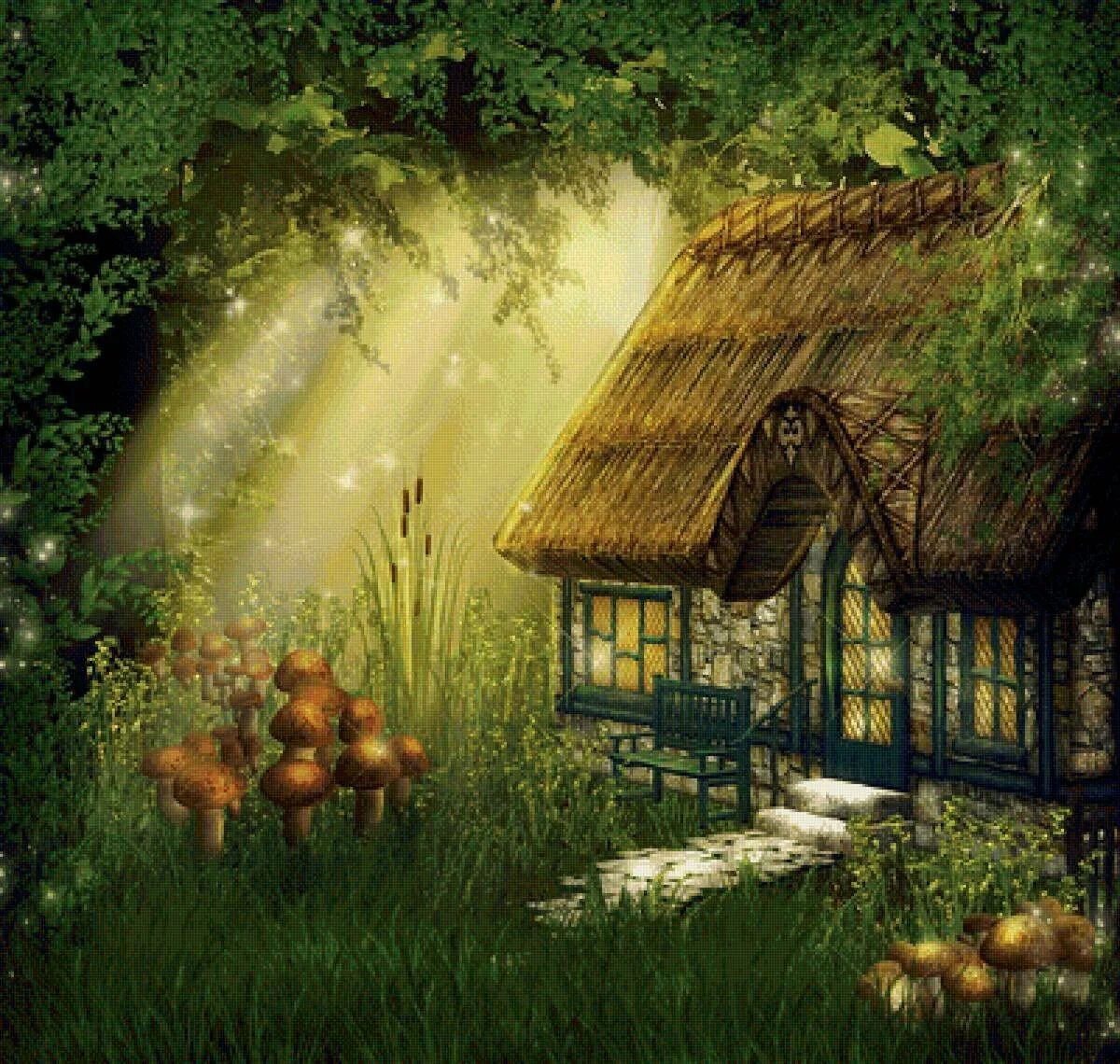 Сказочный домик. Сказочный домик в лесу. Сказочный фон. Волшебный домик в лесу.