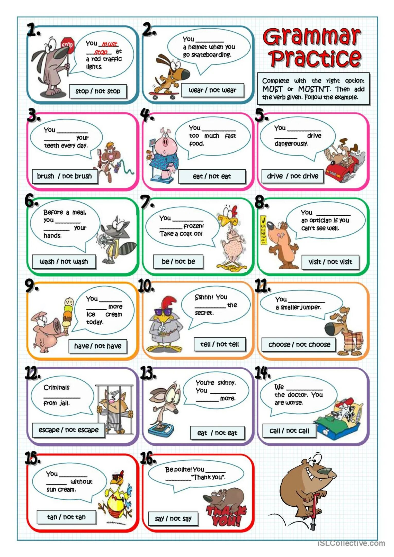 Modal verbs should exercises