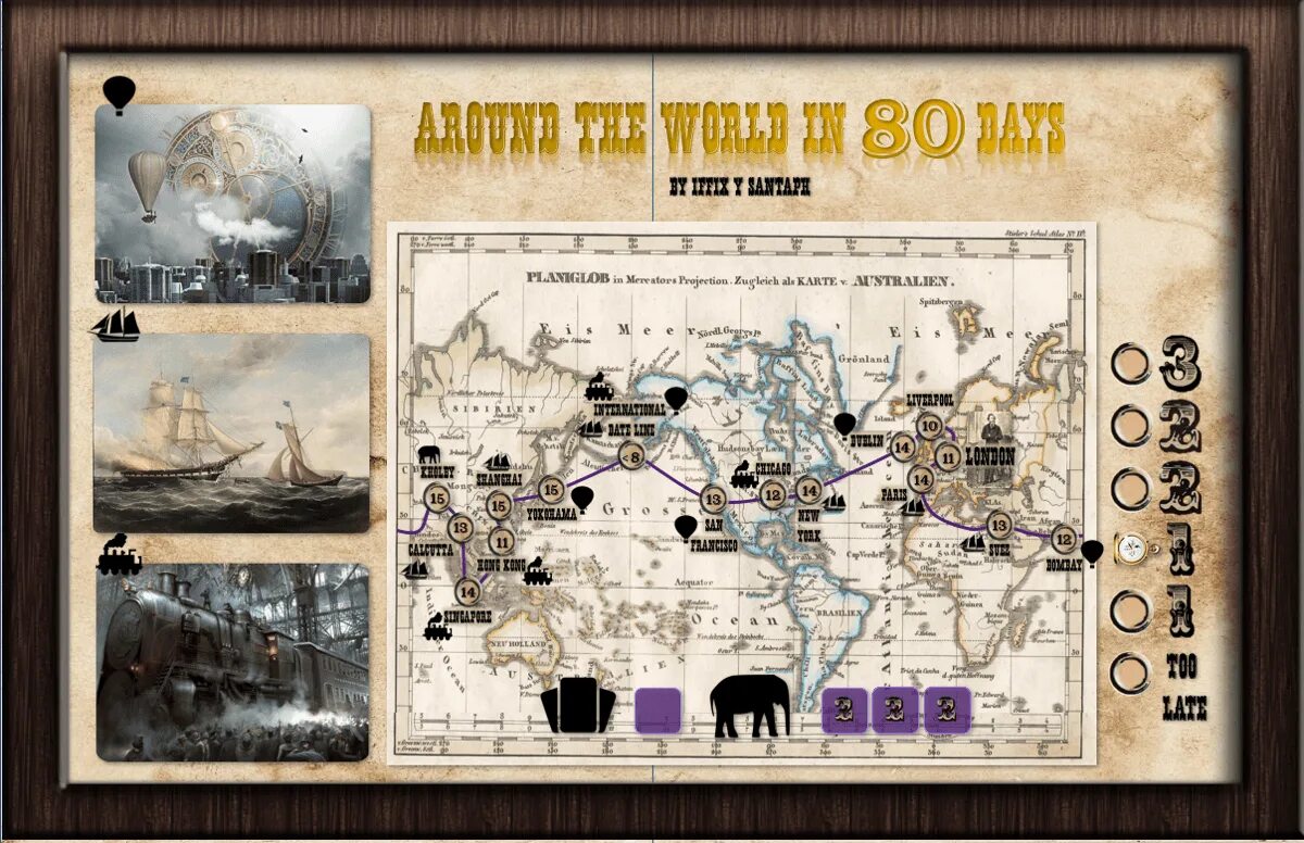 Карта 80 дней вокруг света. Настольная игра вокруг света за 80 дней. Вокруг света за 80 дней карта путешествия. Жюль Верн вокруг света за 80 дней карта путешествия.