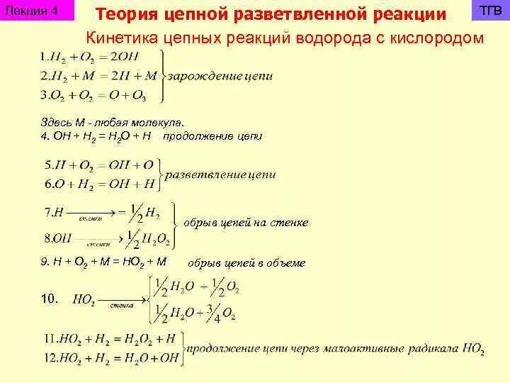 Цепная реакция горения. Цепной механизм реакций горения. Теория цепных реакций. Основы теории цепных реакций. Составьте уравнение реакций горения водорода