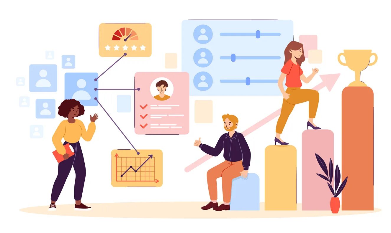 Эффективность кадров. Employee experience platform. Cartoon Performance Appraisal.