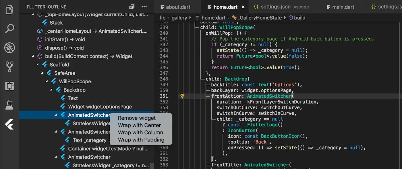 Widget context