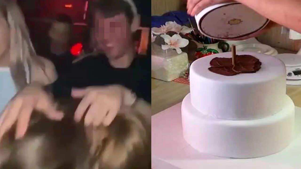 Девушку ткнули лицом в торт штырь