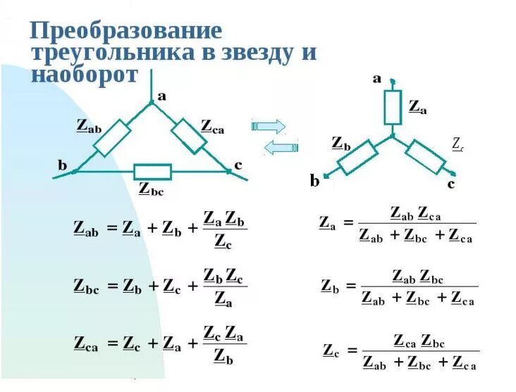 Преобразование звезды в треугольник и треугольника в звезду. Преобразование треугольника в звезду формула. Преобразование звезда треугольник сопротивлений. Формула преобразования треугольника сопротивлений в звезду. Формула соединения звездой