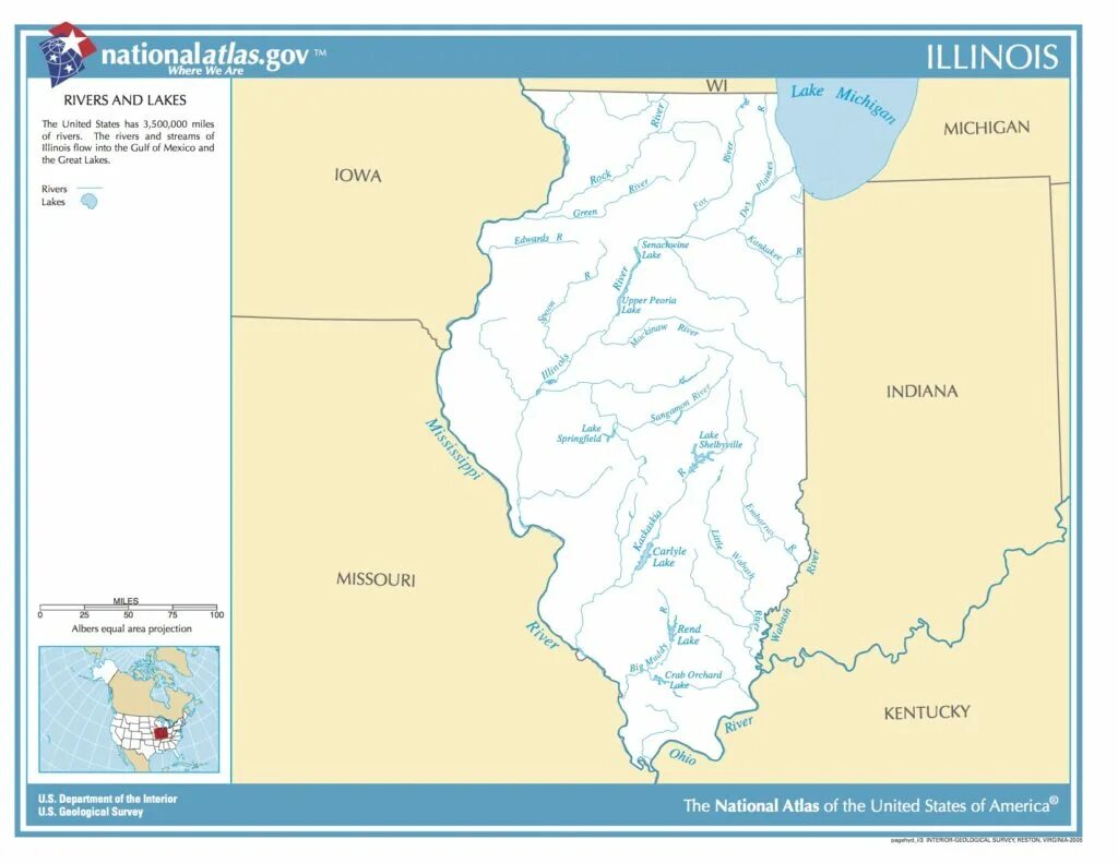 Река Иллинойс. Река Иллинойс на карте Северной. Крупные реки и озера Иллинойса.