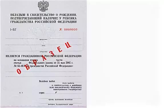 Свидетельство о гражданстве ребенка