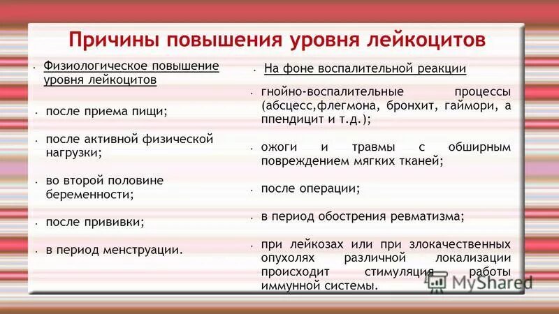 Почему могут быть повышены лейкоциты