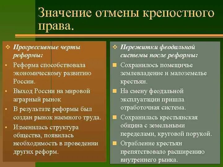 Плюсы аграрной реформы 1861. Этапы подготовки отмены крепостного