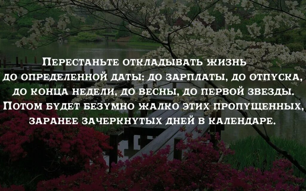 Синдром отложенного счастья описание. Откладывать жизнь на потом. Синдром отложенной жизни цитаты. Цитаты про отложенную жизнь. Не откладывай жизнь на потом цитаты.