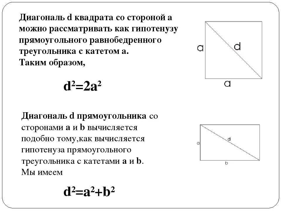 Как вычислить диагональ квадрата. Формула расчета диагонали квадрата. Как вычислить диагональ квадрата зная его сторону. Формула нахождения длины диагонали квадрата.