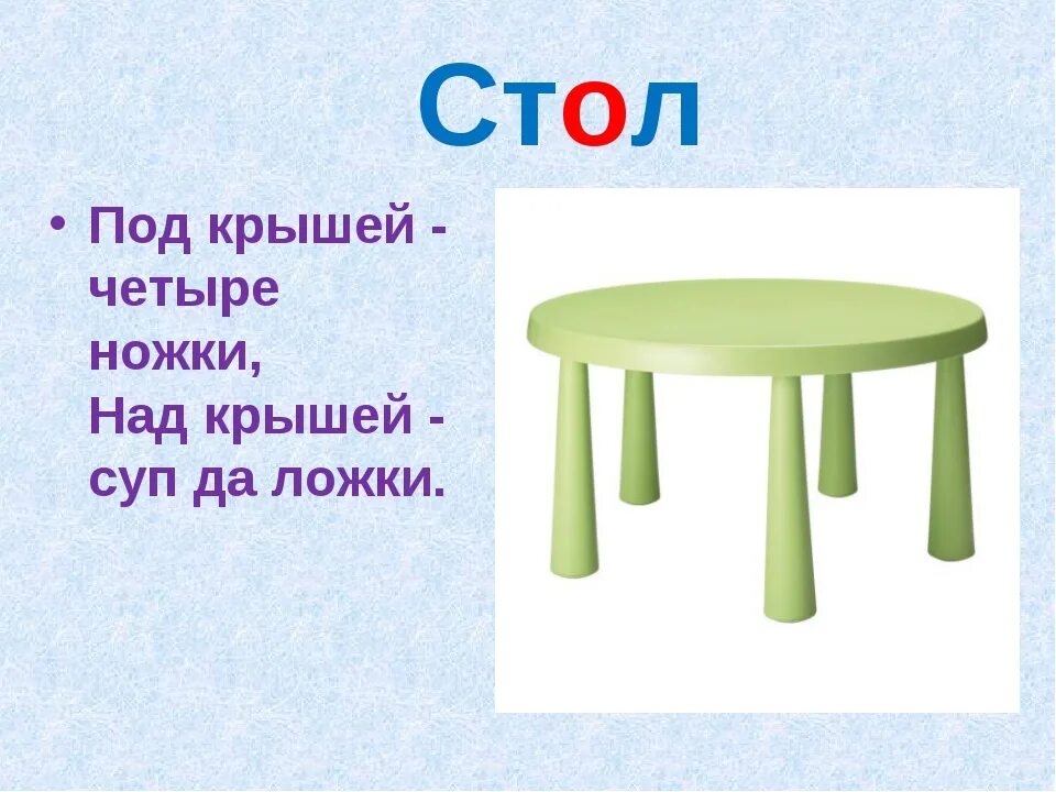 Измени слово стол. Загадка про стол для детей. Загадка про стол для дошкольников. Загадка про детский стол. Детская загадка про стол.