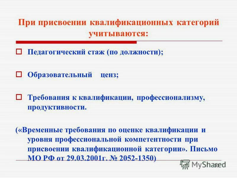 Результаты присвоения категории