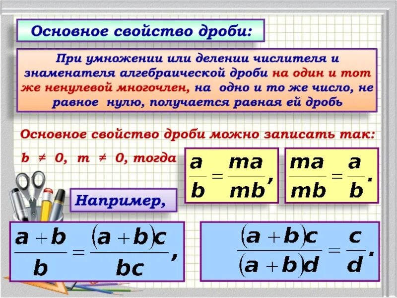 Как умножать сокращенные дроби. Свойства обыкновенных дробей. Основное свойство дроби 5 класс. Основные свойства дроби. Онавноесвойство дроби.