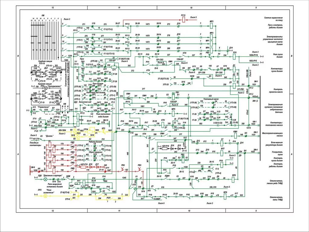 Электрическая схема тепловоза 2тэ10м. Электрическая схема тепловоза тэ10. Электрическая схема тепловоза 2тэм10. Эл схема пуска дизеля 2тэ10м. Схема м5