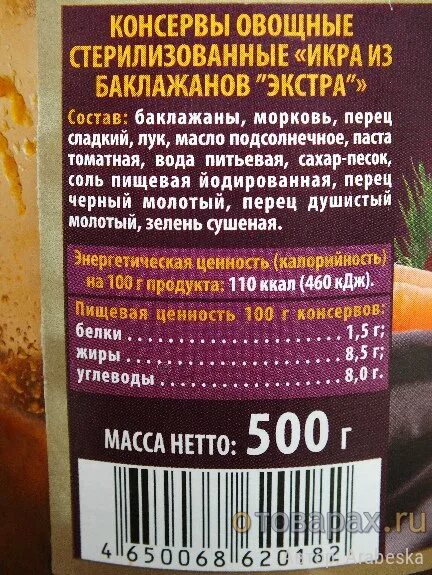 Сколько калорий в баклажане. Пищевая ценность баклажана. Баклажанная икра Верес. Икра баклажановая состав. Баклажановая икра калорийность.