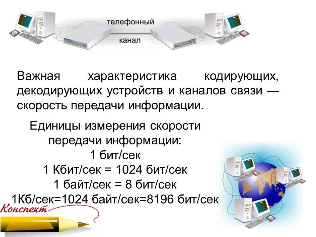 Передача информации 10 класс. Скорость передачи информации 10 класс. кодирующие и декодирующие устройства. понятие скорости передачи информации единицы ее измерения.