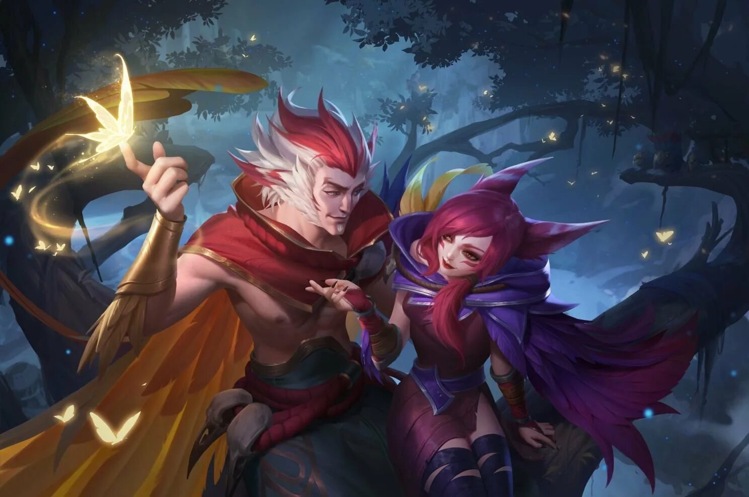 Рейкан лига легенд. Xayah лига легенд. Шая и рейкан арт. Ракан и шая. Купленная шая.