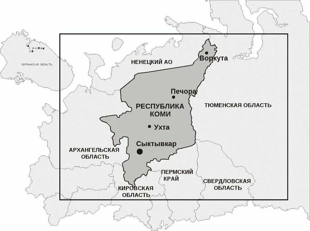 Координаты воркуты. Республика Коми столица на карте. Республика Коми на карте России. Республика Коми с кем граничит на карте. Карта Республики Коми граничит.