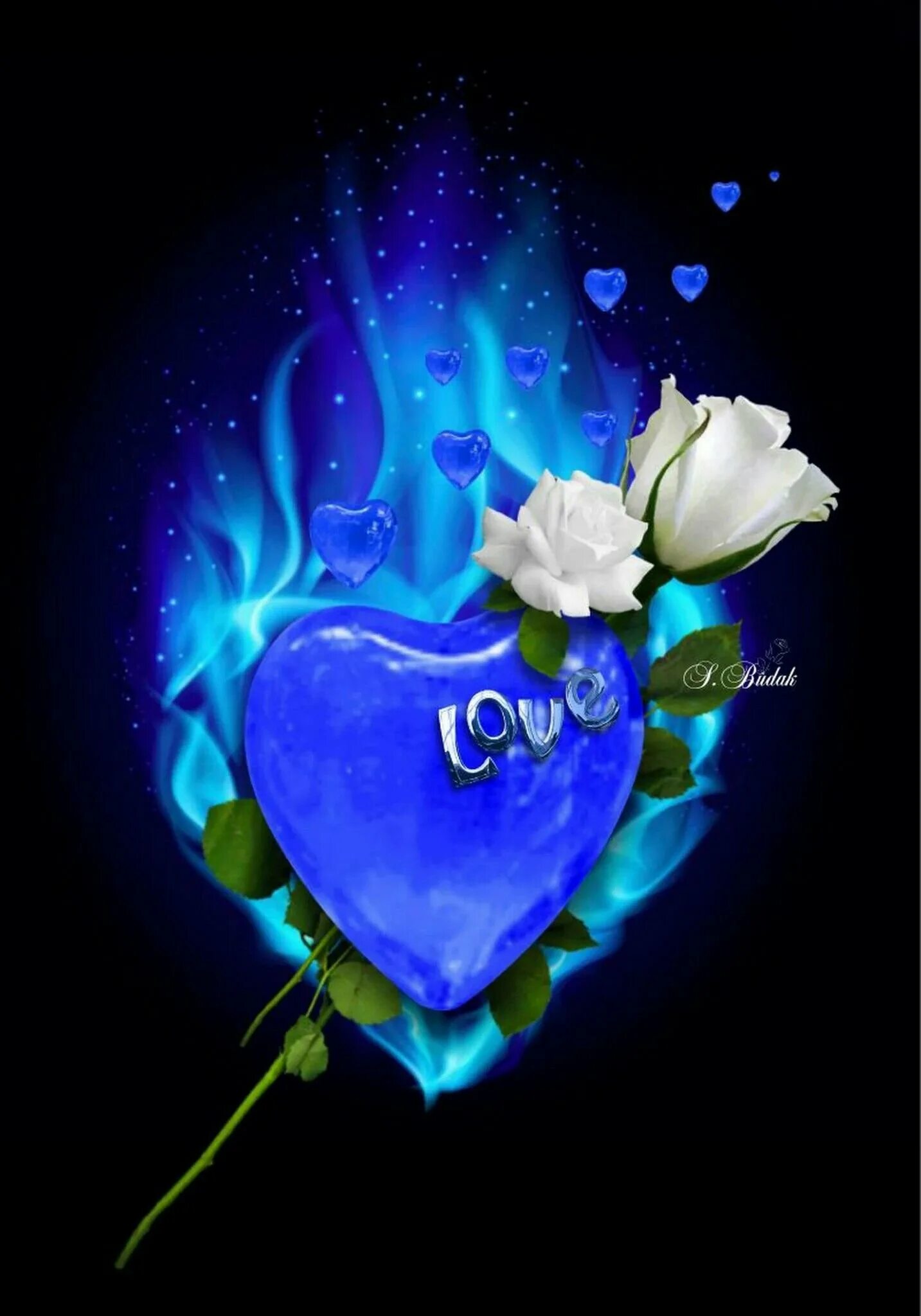 Красивое сердце. Сердце голубое. Розы в сердце. Красивое синее сердце. Добрый вечер сердце