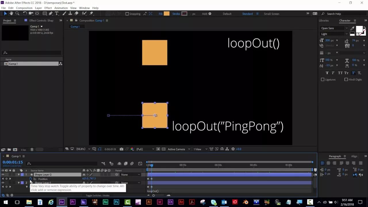 Bounce expression after effects. Loopout pingpong. экспрешены для after effects. loopout after effects. loop out after effect.