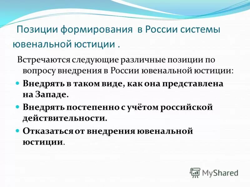Формирование активной жизненной позиции. Формирование позиции по вопросу. Формирование позиции по вопросу. Показатели и этапы становления внутренней позиции школьника. Организационные проблемы становления ювенальной юстиции.