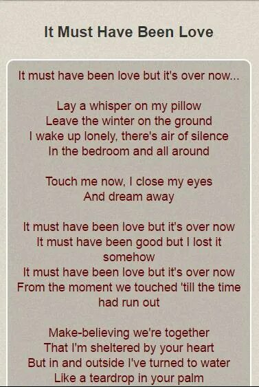 Must have been Love текст. It must have been Love перевод. It must have been Love Roxette слова. Roxette - must have been Love.