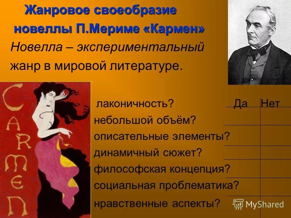 Кармен Мериме. Новелла Жанровое своеобразие. Образ Кармен. Образ Кармен в литературе. Новелла характеристика