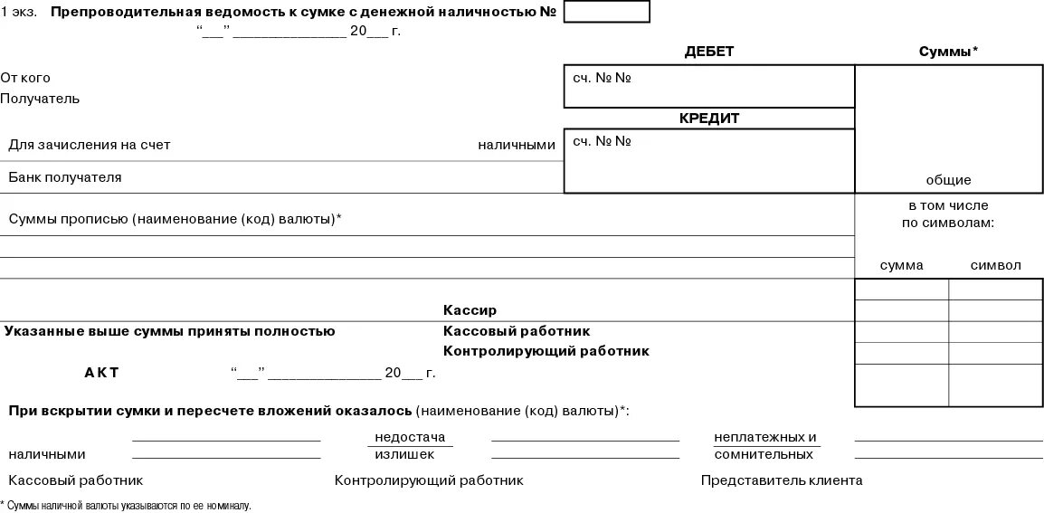 Операции с денежной наличностью. Препроводительная ведомость по инкассации. Накладная для инкассации денежных средств. Накладная к сумке с денежной наличностью. Препроводительная ведомость и накладная к сумке.