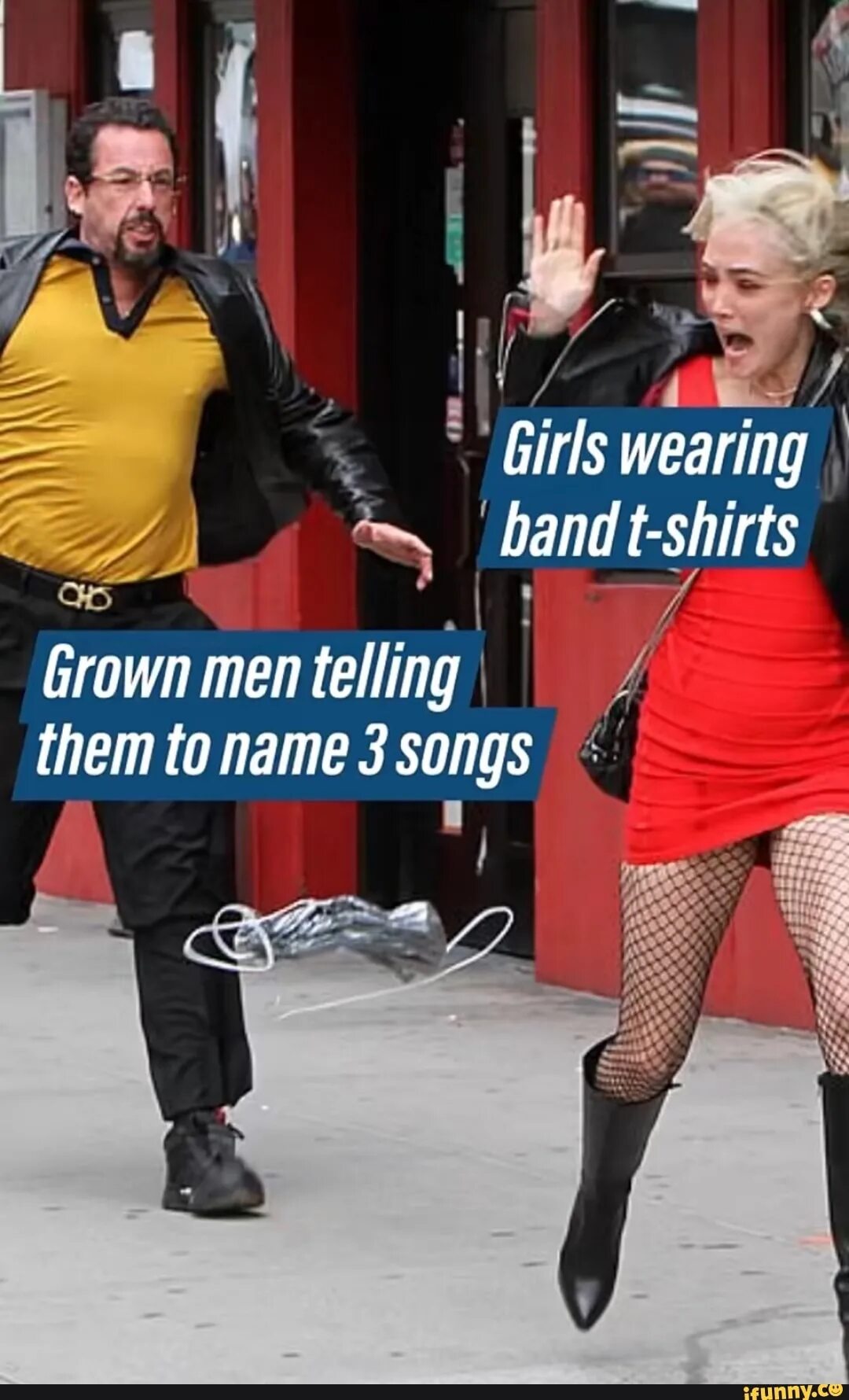Name 3 songs. Name 3 songs meme. name three songs incident. she wears a band. @lenny h.:song name pls.